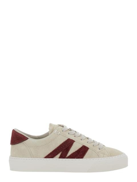 Moncler Women White Low Top Sneakers With Logo Detail On The Side And Logo Patch On The Tongue In Le