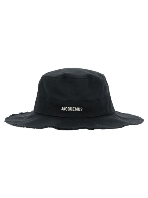JACQUEMUS Jacquemus Men 'Le Bob Artichaut' Black Hat With Metal Logo In Canvas Man