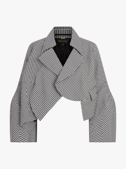 Comme Des Garçons AVANT GARDE GINGHAM CROP JACKET WITH BALLOON SLEEVE | BLACK/ ECRU