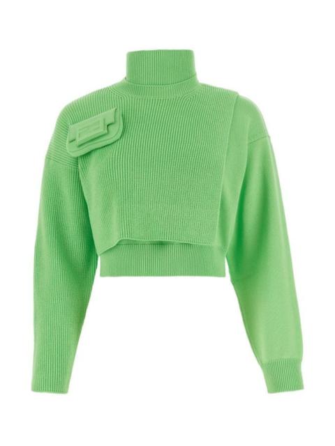 Fendi Woman Light Green Stretch Cotton Sweater