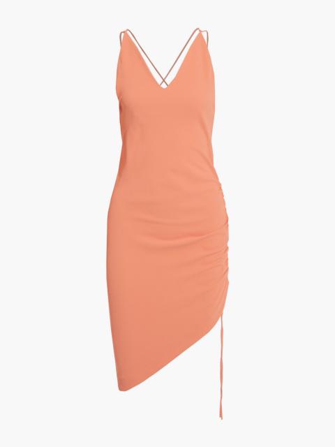 Other Designers Clody asymmetric ruched crepe mini dress
