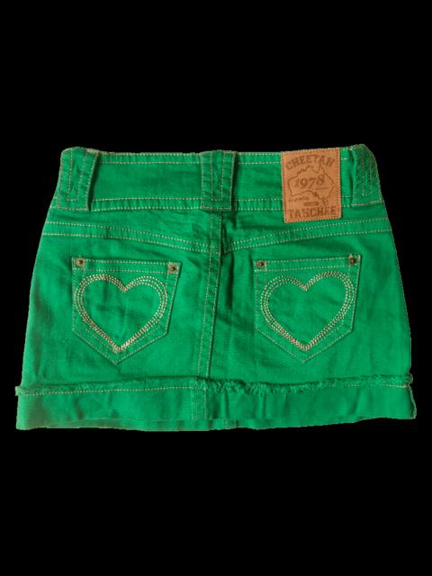 Hysteric Glamour Cheetah Tanchee Low-Rise Green Denim Mini Skirt Archive Y2K