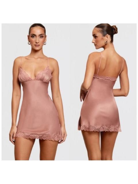 Other Designers New!‎ House of CB NIA Rose Pink Satin & Lace Slip Mini Dress Sz Small $225
