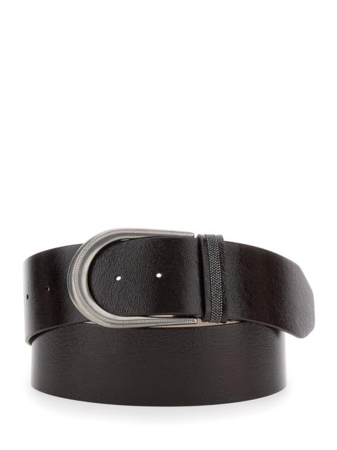 Brunello Cucinelli Brunello Cucinelli Women Black Belt Withbuckle Closure And Monil Detail In Leather Woman