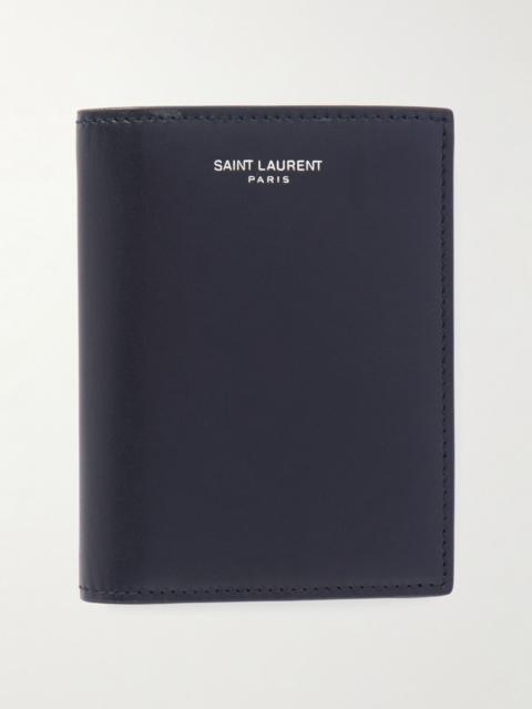 SAINT LAURENT Logo-Print Leather Bifold Wallet Navy