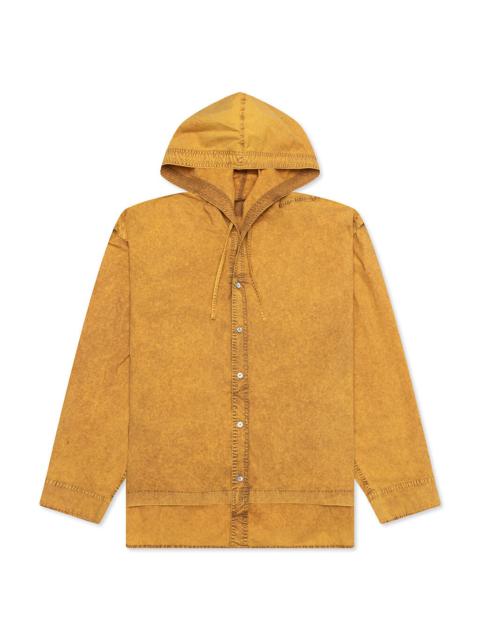 Acne Studios GARMENT DYED HOODED BUTTON UP SHIRT FN-MN-SHIR000861 - YELLOW/BROWN