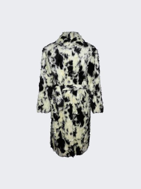 Faux Fur Long Coat Black & White