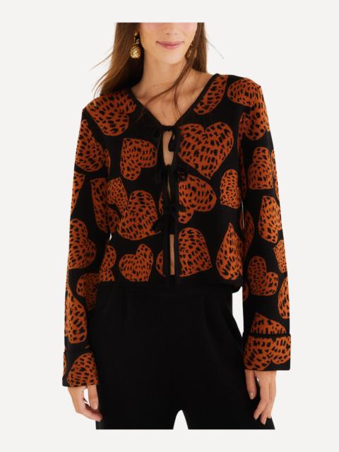 FARM RIO Leopard Hearts Knit Cardigan