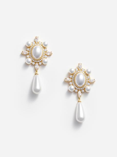 self-portrait Gold Pearl Droplet Earrings