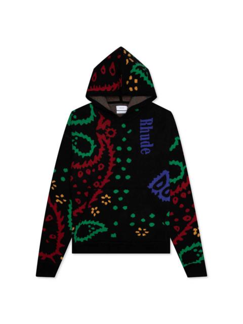 Rhude RHUDE KNIT HOODIE - BLACK/RED