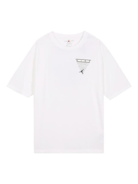 Jordan Men's Air Jordan Flight Essentials Washed Basketball Sports Printing Round Neck Short Sleeve White T