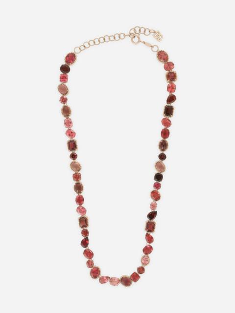 Dolce & Gabbana Rainbow Necklace 18 carat red gold and pink tourmalines