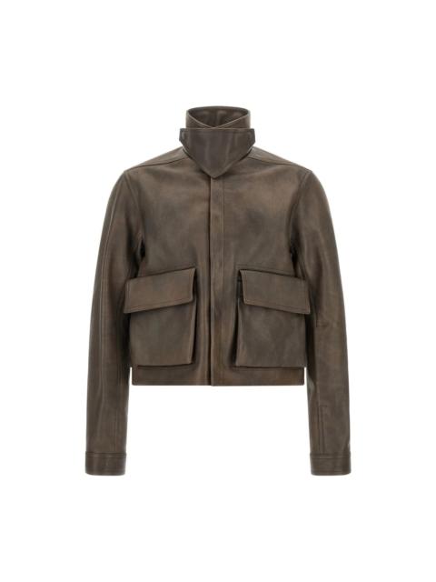 Rick Owens RICK OWENS Tower Alice Brown Leather Jacket New & Authentic