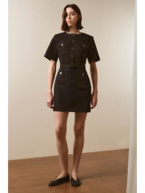 KAREN MILLEN Tailored Denim Belted Mini Dress