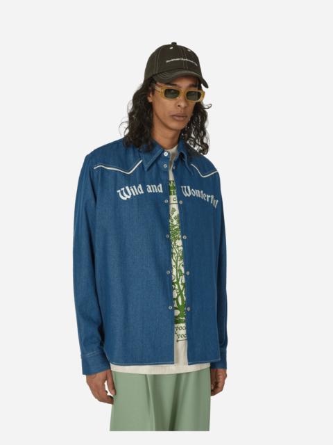 Stockholm Surfboard Club Embroidered Western Shirt Blue