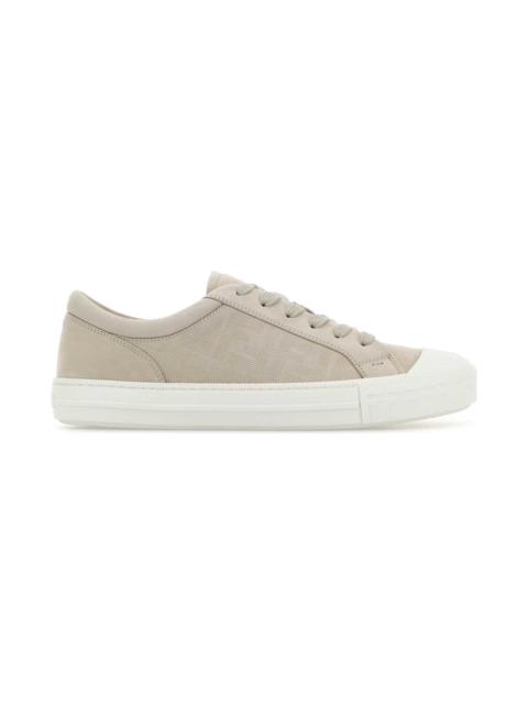 FENDI Light Grey Leather Domino Sneakers