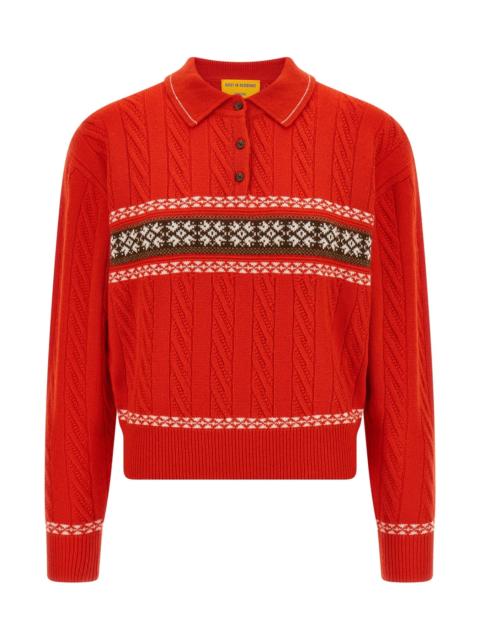 GUEST IN RESIDENCE 'Cable Collegiate Polo' sweater