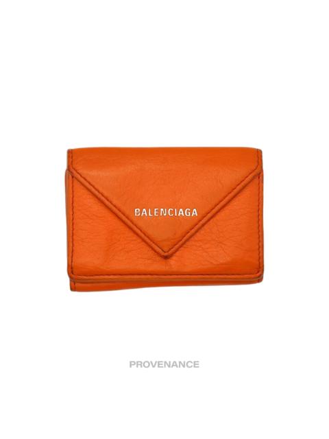 BALENCIAGA Balenciaga Logo Print Trifold Wallet - Orange Leather
