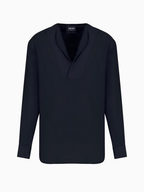 GIORGIO ARMANI LUXURY COTTON TWILL POLO SHIRT