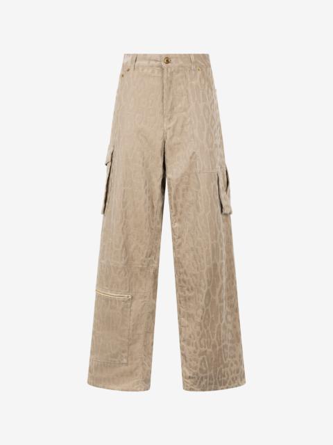 Roberto Cavalli Cargo Pants With All-Over Jaguar Skin Pattern