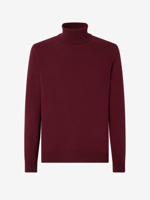 CORNELIANI Burgundy merino wool and cashmere mock turtleneck