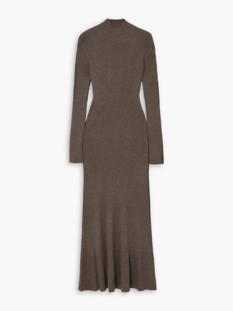 PETER DO Open-back ribbed mulberry silk-blend maxi dress