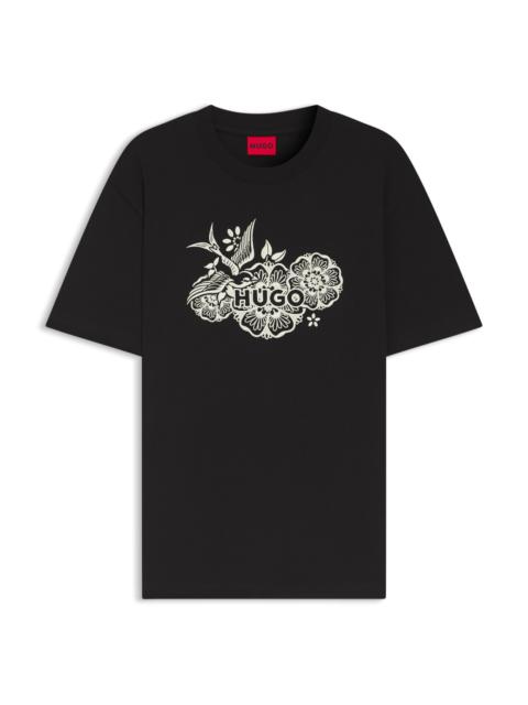 HUGO COTTON-JERSEY T-SHIRT WITH EMBROIDERED ARTWORK