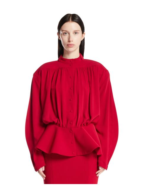 MUGLER Red Re/edit Peplum Top