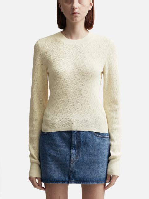 AMI Paris AMI DE COEUR POINTELLE CREW NECK SWEATER