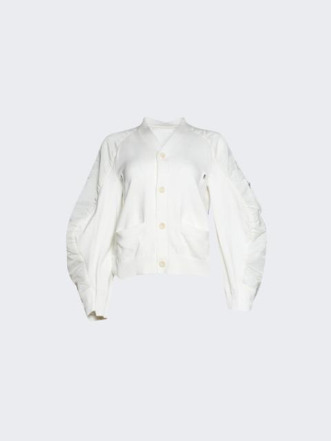 sacai Nylon Twill X Knit Cardigan Off White