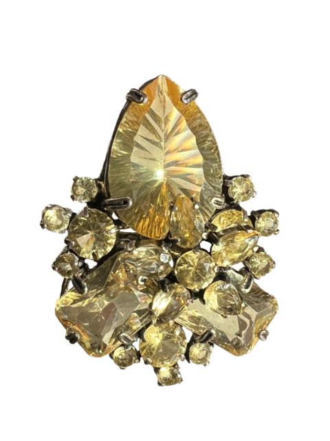 Other Designers Oversized Yellow Crystals Ring