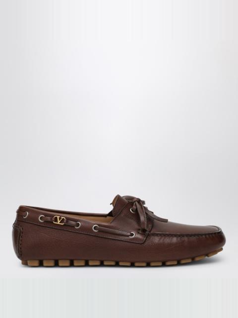 Valentino Brown leather moccasin driver Fantaway