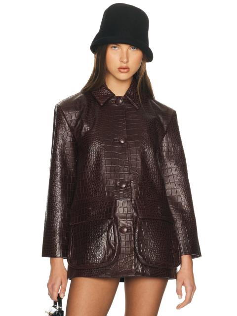 HELSA Schoolyard Jacket in Leather With Croc Emboss