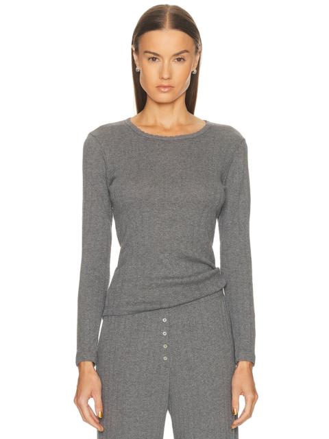 LESET Pointelle Slim Fit Long Sleeve Top