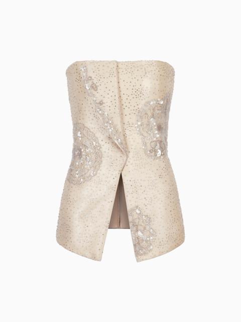 GIORGIO ARMANI EMBROIDERED LONG BUSTIER TOP