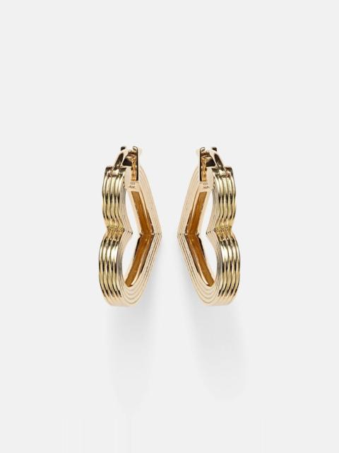 SYDNEY EVAN Flutted Heart 14kt white gold earrings