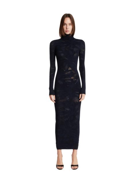 Alaïa Blue Jacquard Silk Midi Dress