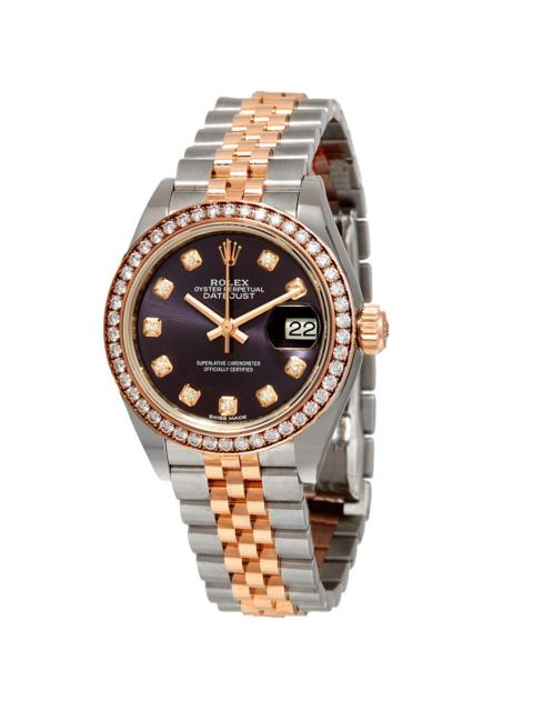 ROLEX Rolex Lady Datejust Purple Diamond Dial Ladies Steel and 18kt Everose Gold Jubile Watch 279381PUDJ