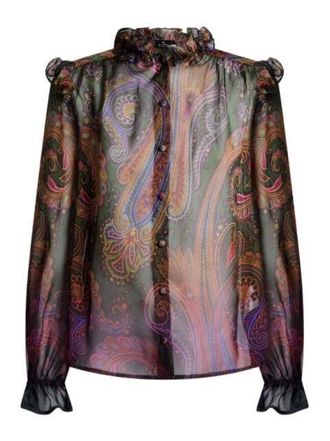 Etro Etro Women Silk Shirt With Placement Dégradé Paisley Print