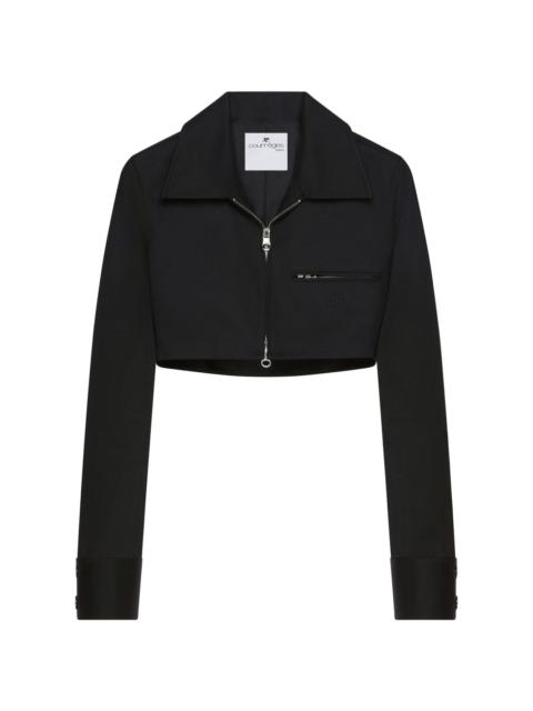 logo-embellished cropped jacket