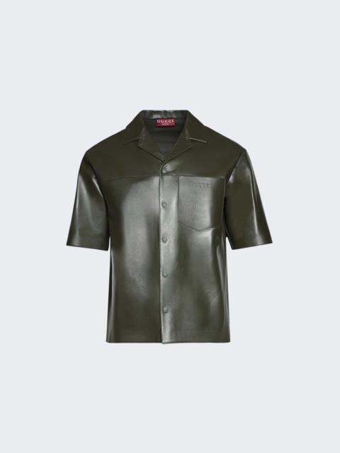 GUCCI Soft Nappa Shirt Dark Green Bottle