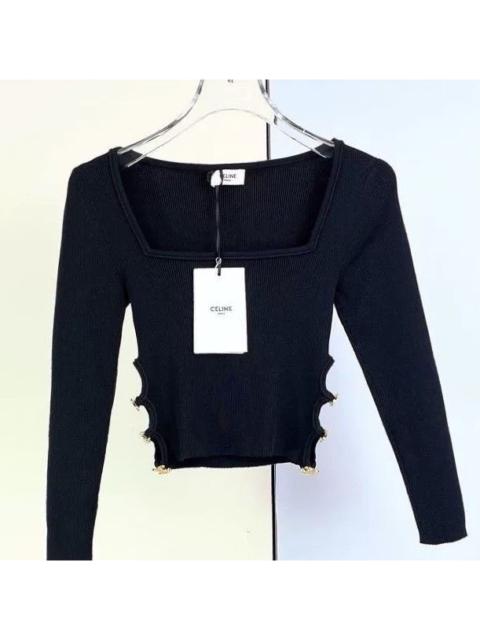 CELINE Celin short top with swivel door-shaped gold buckle