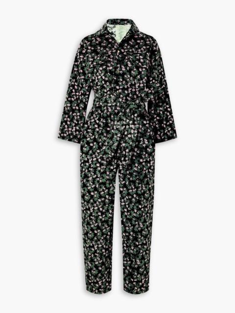 Other Designers Belted floral-print cotton-corduroy jumpsuit