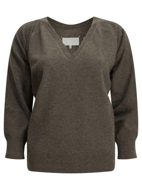 Maison Margiela Maison Margiela Lived-in V-neck Sweater Brown