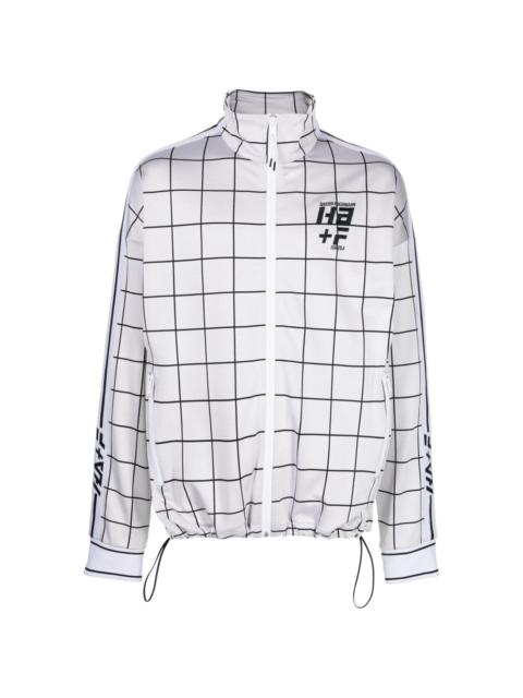 logo-print checked jacket