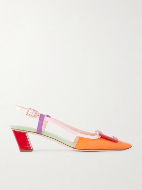 Roger Vivier Belle Vivier 45 Color-block Patent-leather Slingback Pumps