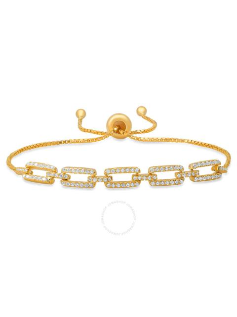Kylie Harper - Kylie Harper 14k Gold Over Silver CZ Paperclip Adjustbale Bracelet