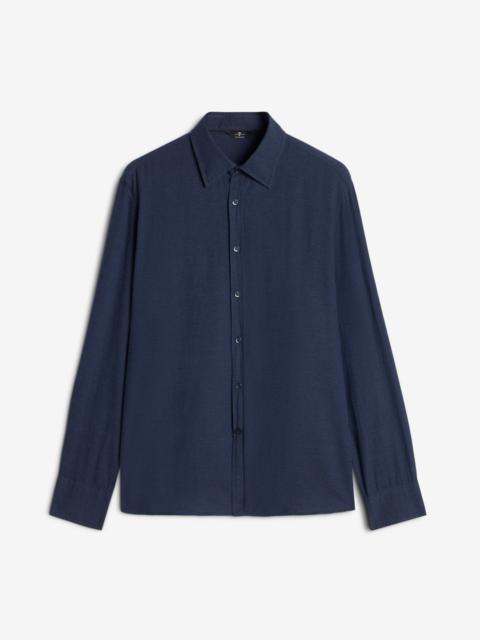 7 For All Mankind Cotton-Cashmere Button Up Shirt in Navy