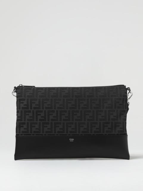 FENDI Fendi leather and fabric pouch with jacquard FF monogram