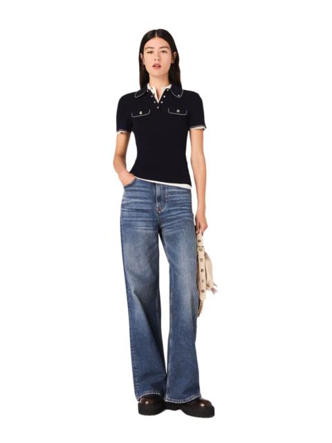 maje maje Short-sleeve polo shirt in Navy at Nordstrom